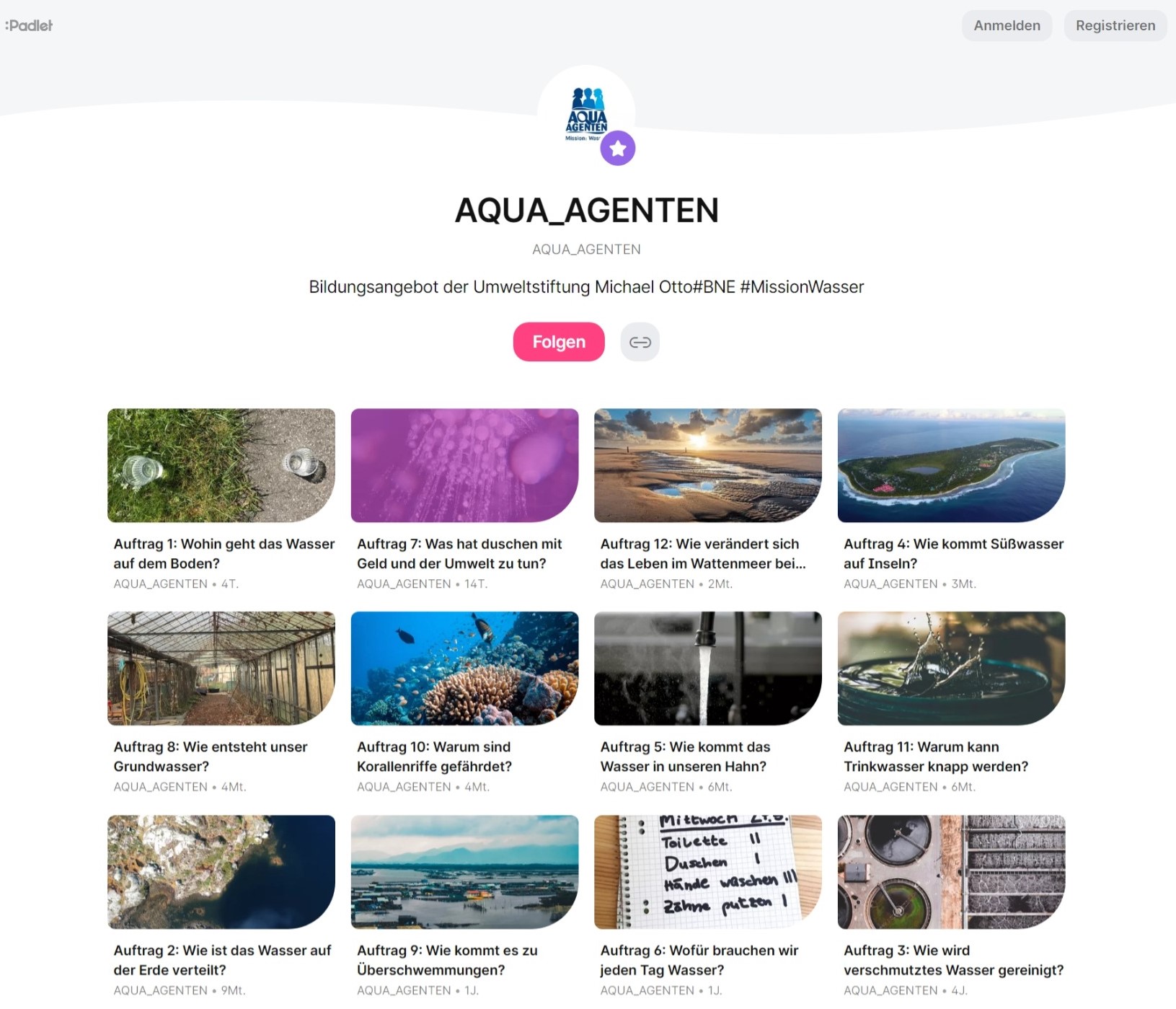 Übersicht AQUA-AGENTEN Padlet